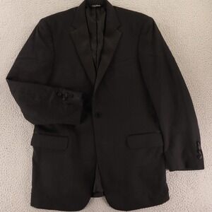 Jos A Bank Tuxedo M MT 41L Black 100% Wool Twill Smoking Jacket Blazer Worsted